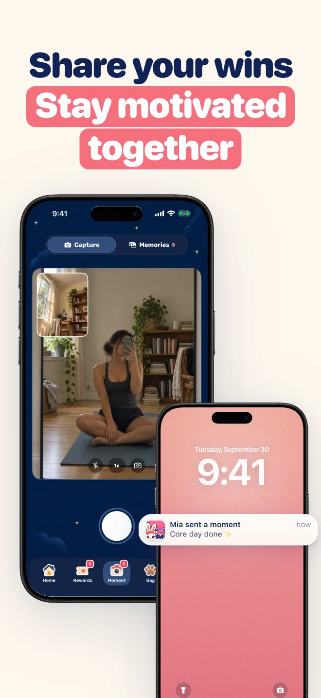 Share your wins: a workout selfie arriving on your partner's lock screen